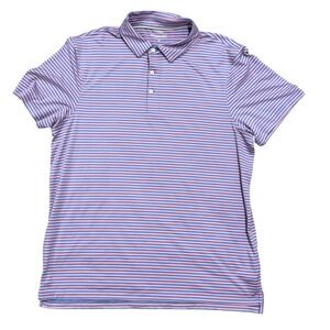 J.CREW Polo Shirt Men XL Performance NEW Pink Blue Stripe Moisture Wicking Golf